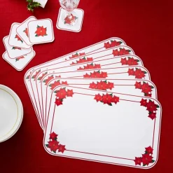 New Tempsl 6 sets de table poinsettia +6 sous-verre