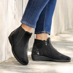 Outlet Tempsl Bottines zippées noir ou bordeaux