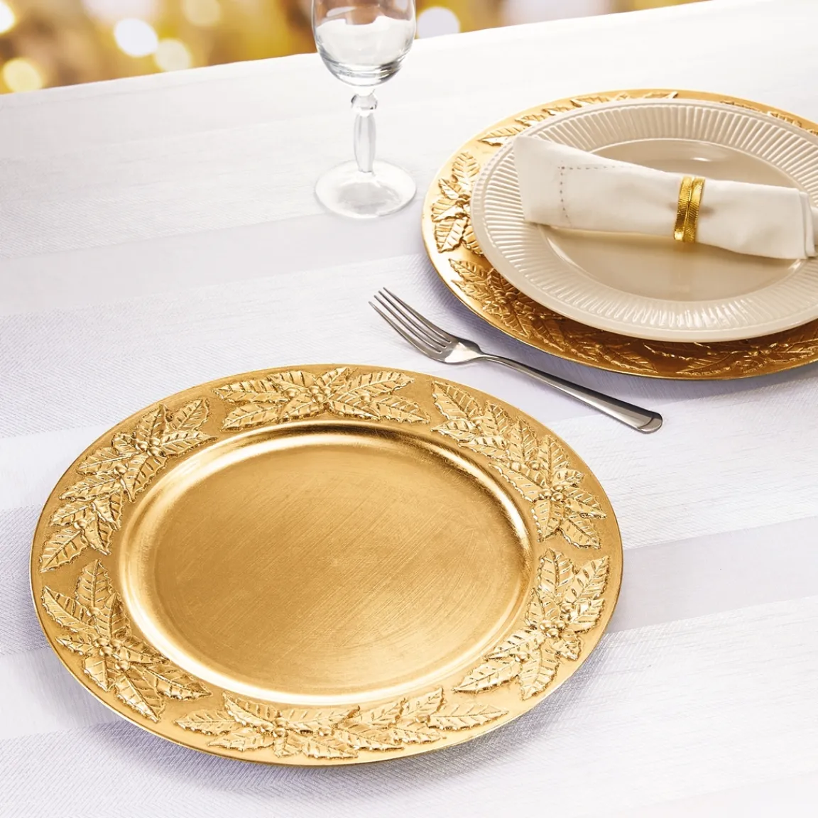 Sale Tempsl Lot de 4 dessous d'assiettes dorés