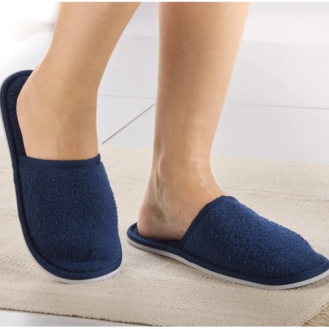 Online Tempsl Lot de 2 paires de chaussons bain Bleu + Blanc - taille 38/39