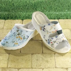 Sale Tempsl Mules fleuries Blanc ou Bleu