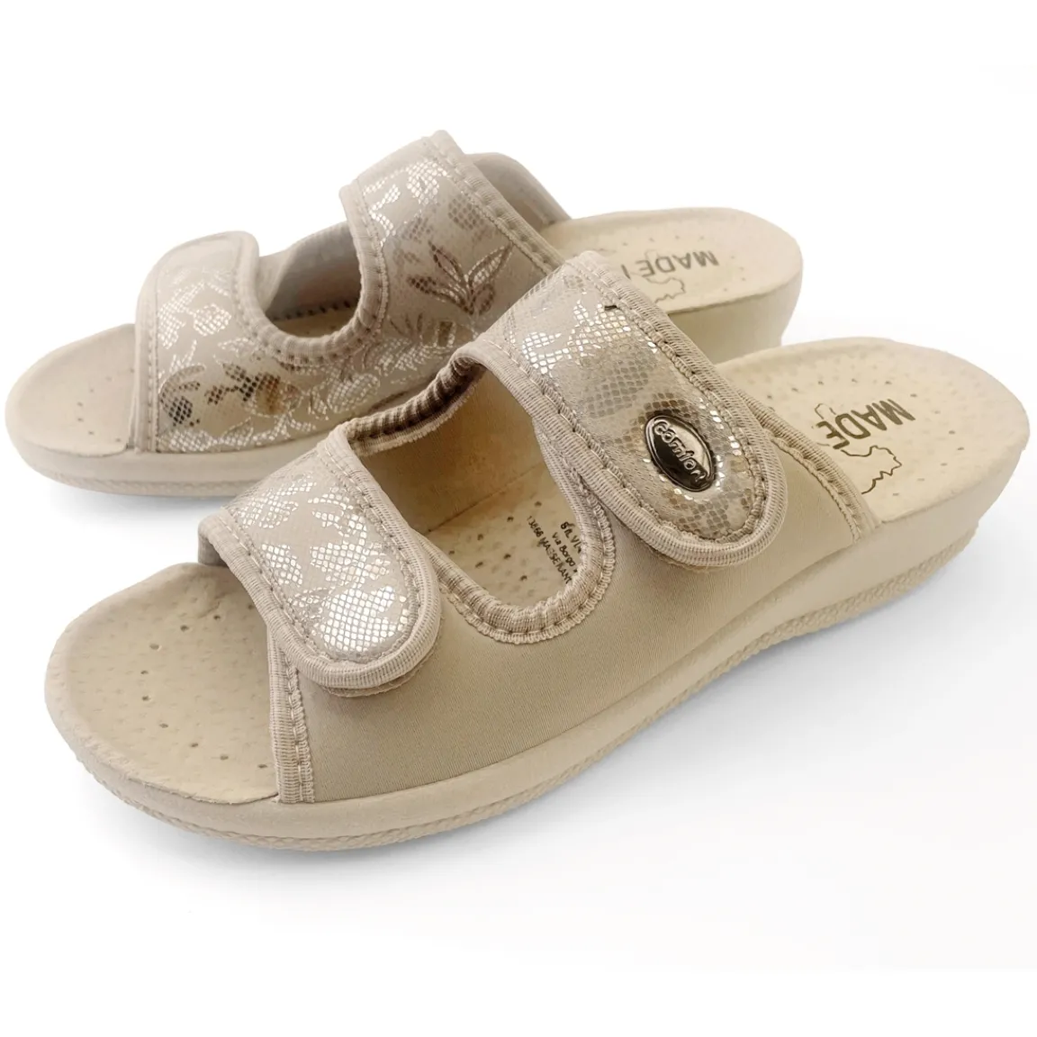 Clearance Tempsl Mules tissu beige ou rose