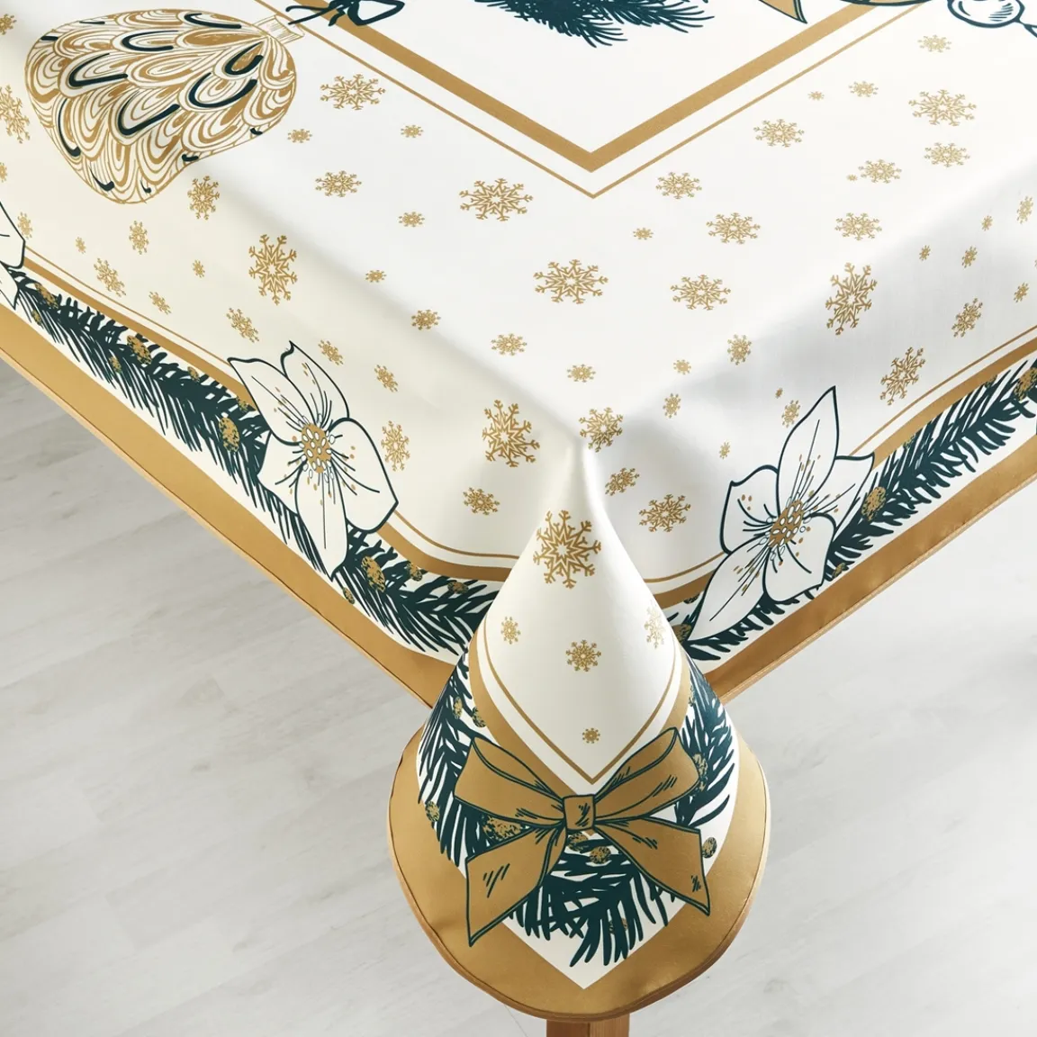 Outlet Tempsl Nappe Noël blanc et or