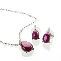 Discount Tempsl Parure pendentif + boucles d'oreilles goutte bordeaux