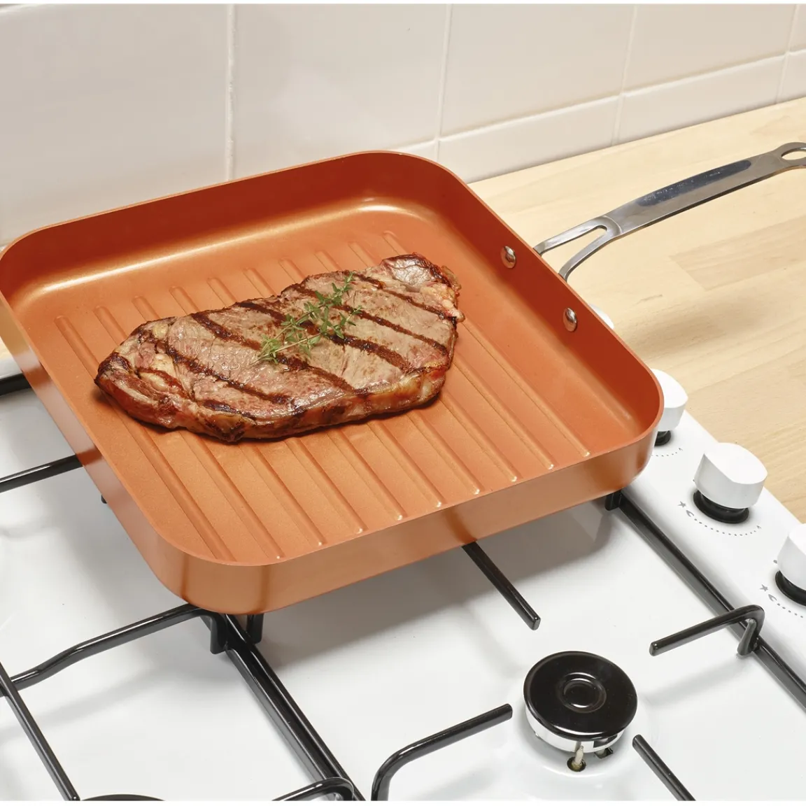 Outlet Tempsl Poêle grill cuivrée
