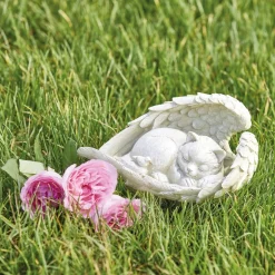 Best Tempsl Statuette ange chat ou chien endormi