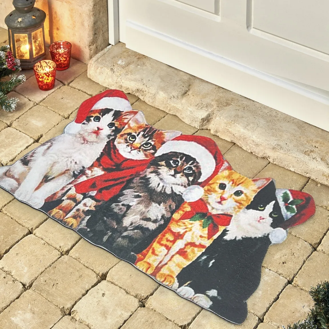 Tempsl Tapis d'extérieur Chats de Noël